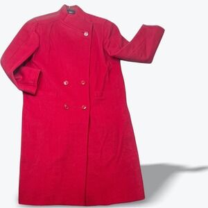 Benard by Harve Benard RED STATEMENT COAT Wool Blend Double Breasted‎ Petite